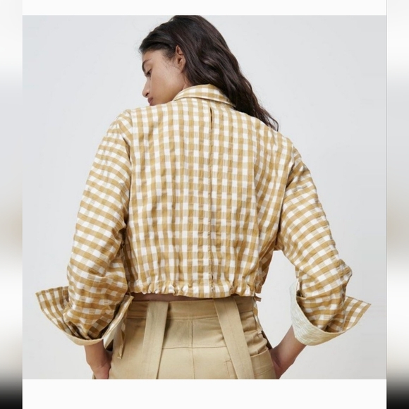 Zara Gingham cropped shirt/Jacket Button Front Size Medium - Picture 2 of 12